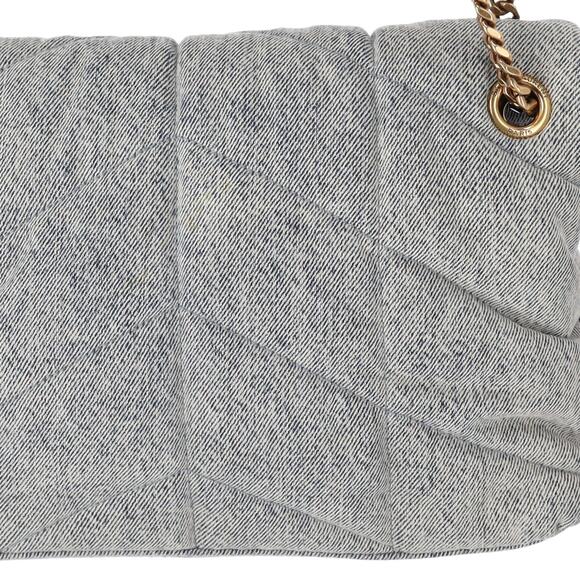 SAINT LAURENT PARIS Lulu Puffer Small Shoulder Bag 577476 Denim - Picture 5 of 9